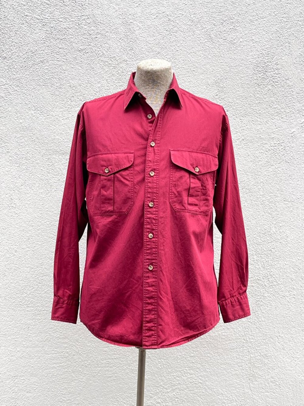 Vintage Y2K Mens C.C. Filson Burgundy Safari Cloth Cotton Button Up Shirt Medium